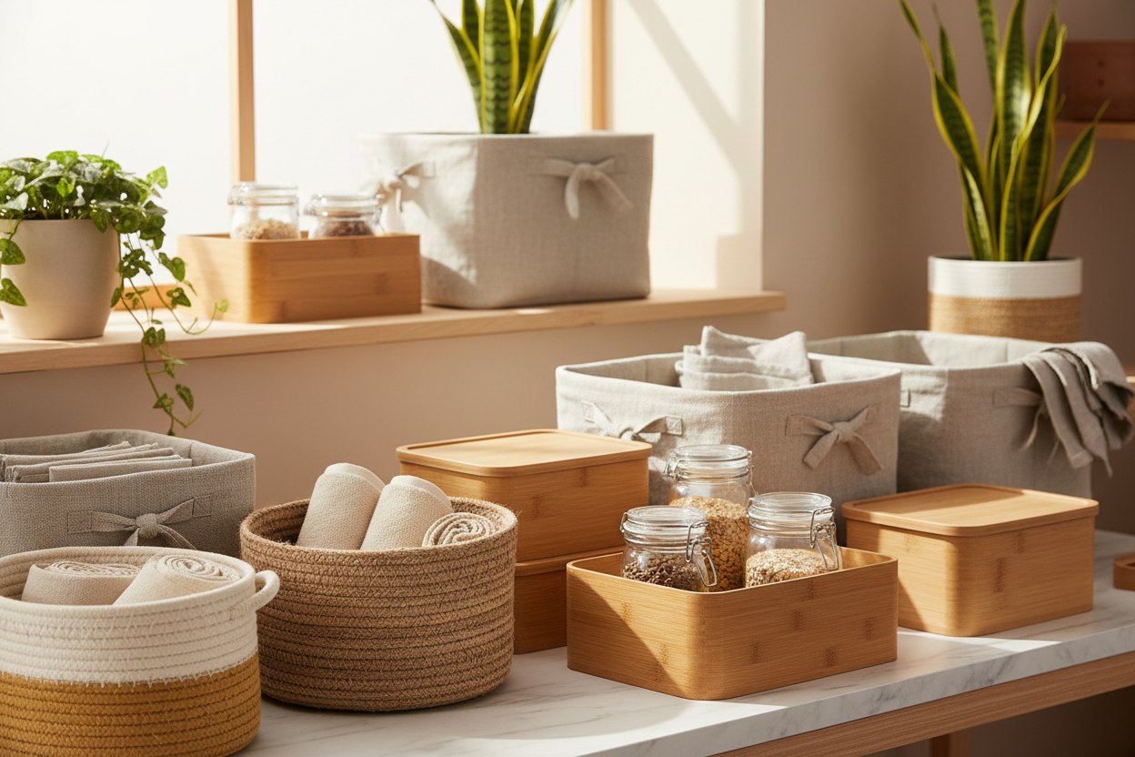 Made from sustainable materials, Organique storage solutions help you declutter responsibly while caring for the planet.
